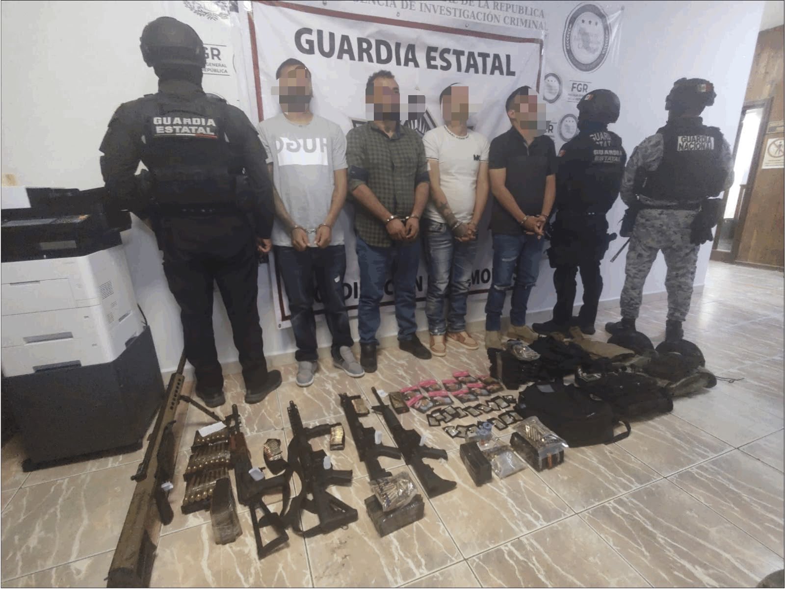 Caen 4 sujetos con fusil Barrett en Matamoros, Tamaulipas